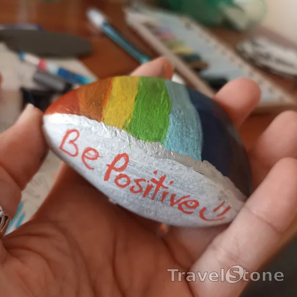 Painted painting stone by artist comfortinstones showing other. Be positive