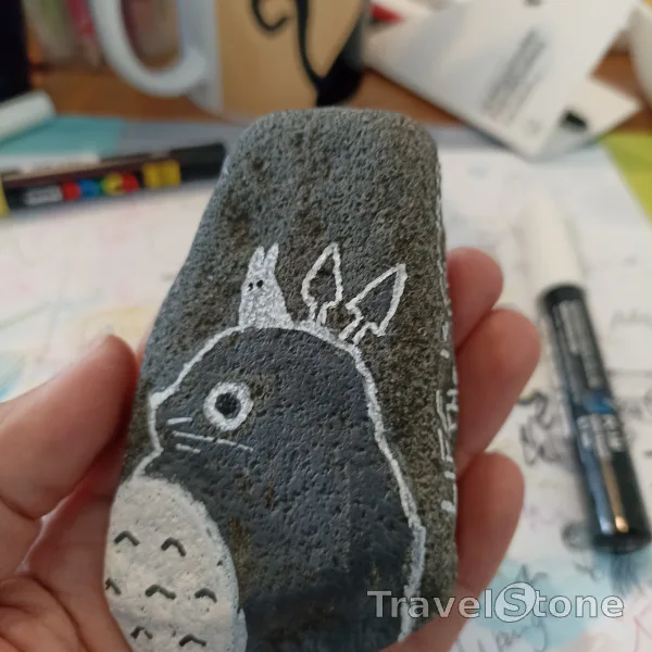 Painted painting stone by artist comfortinstones showing comic. Life is short