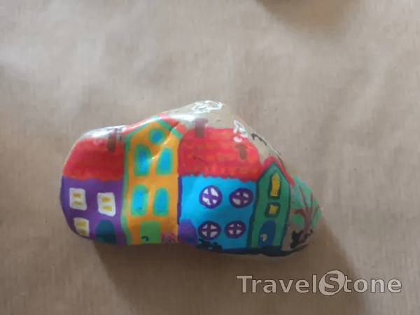 Painted painting stone by artist nad_doodles showing other. Villa Kunterbunt Straße