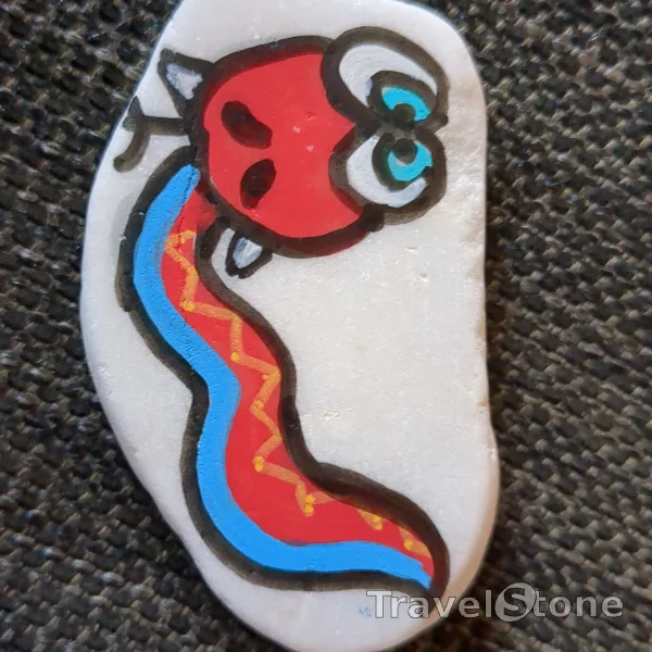 Painted painting stone by artist juanio-zaubermaus showing animals. Snake