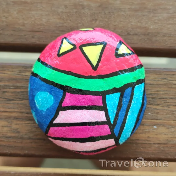 Painted painting stone by artist LaLiLu showing pattern. Sumner time!