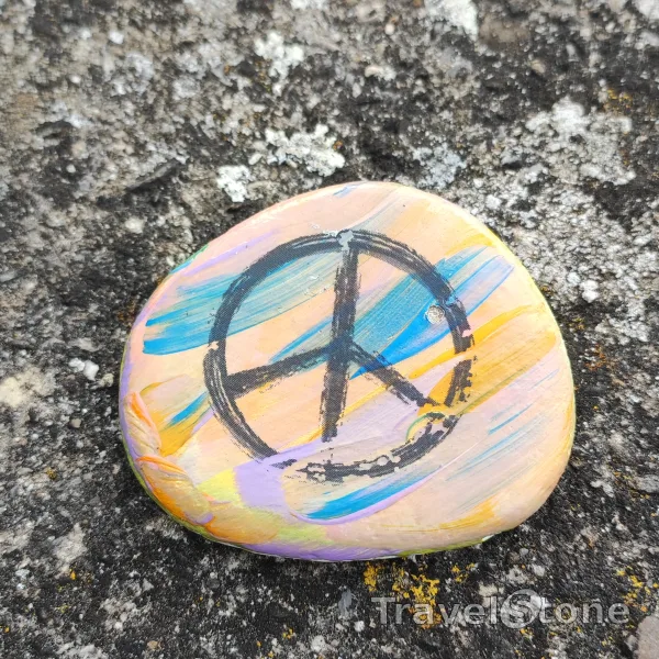 Painted painting stone by artist LaLiLu showing pattern. Peace