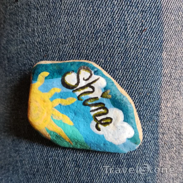 Painted painting stone by artist nad_doodles showing other. Shine