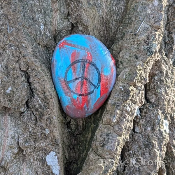 Painted painting stone by artist 007 showing other. Peace