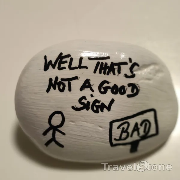 Painted painting stone by artist LaLiLu showing sayings. Lustiger Spruch für ein kleines Schmunzeln.