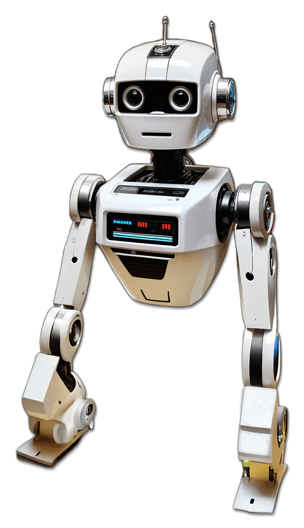 Retro cream and black robot with red EVAVO details representing Growth Autopilot source monitoring, scoring and controlled review