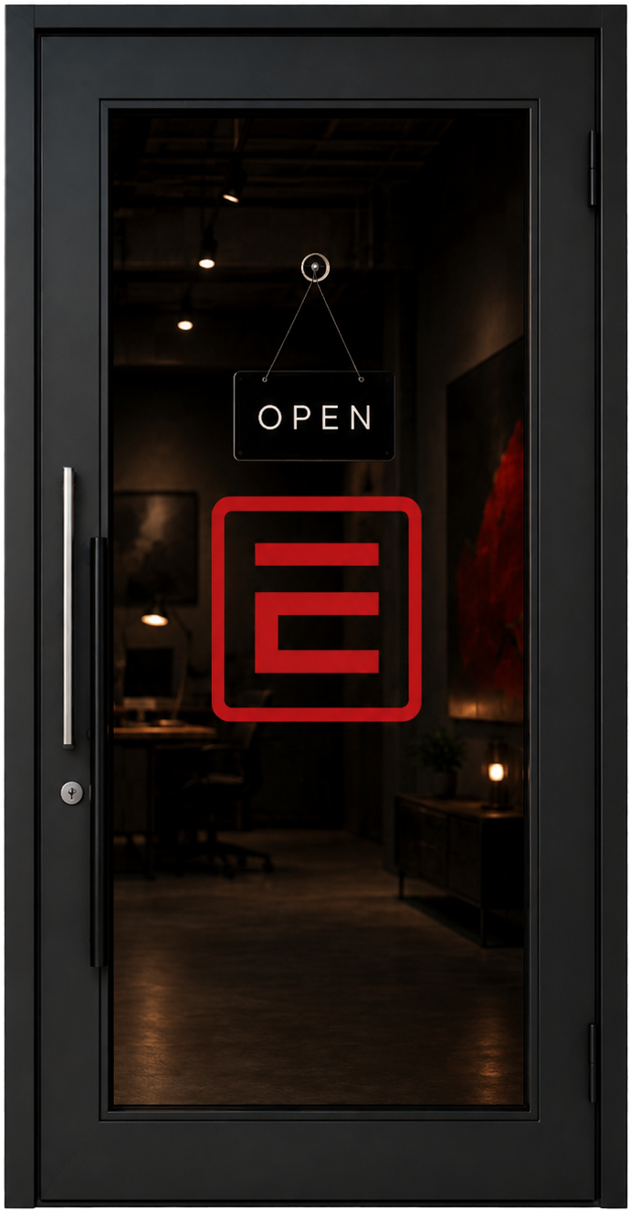 Shop door storefront visual for Shopify commerce journeys