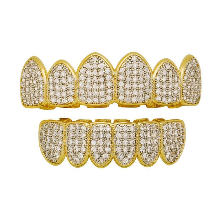 10K Gold Iced-Out CZ Grillz