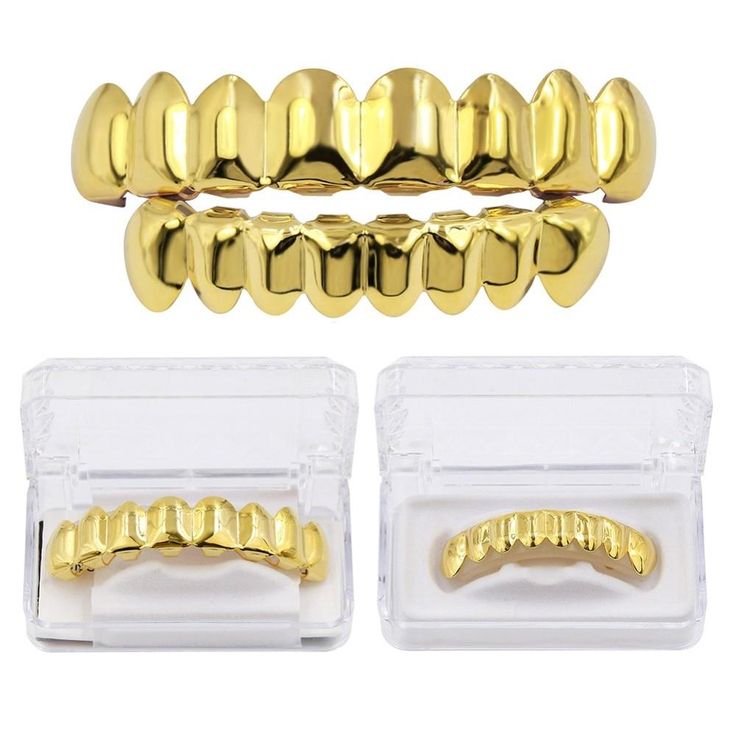 10K Gold Top & Bottom 8 Grillz Set
