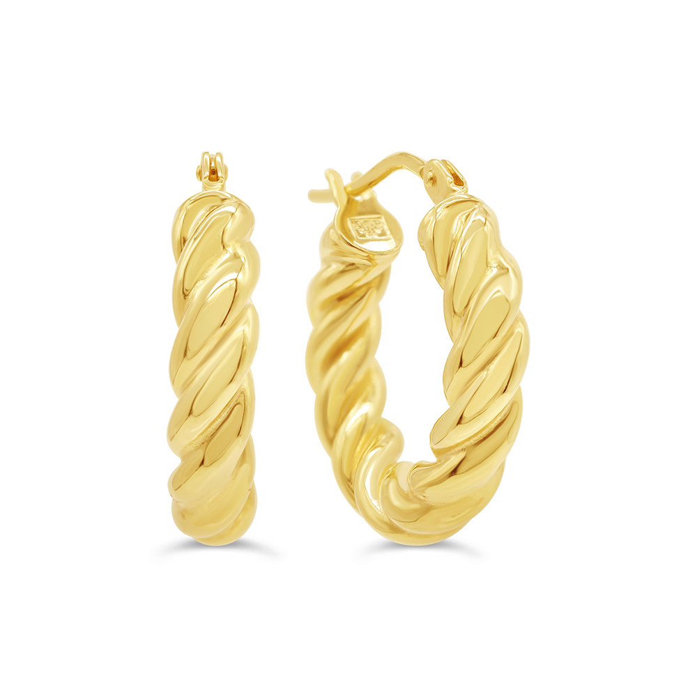 10K Gold Twisted Hoop Earrings