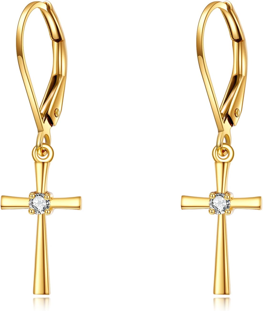 14K Gold Cross Earrings