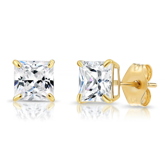 14K Gold CZ Stud Earrings
