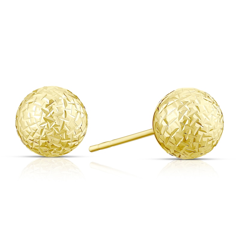 14K Gold Diamond-Cut Ball Studs