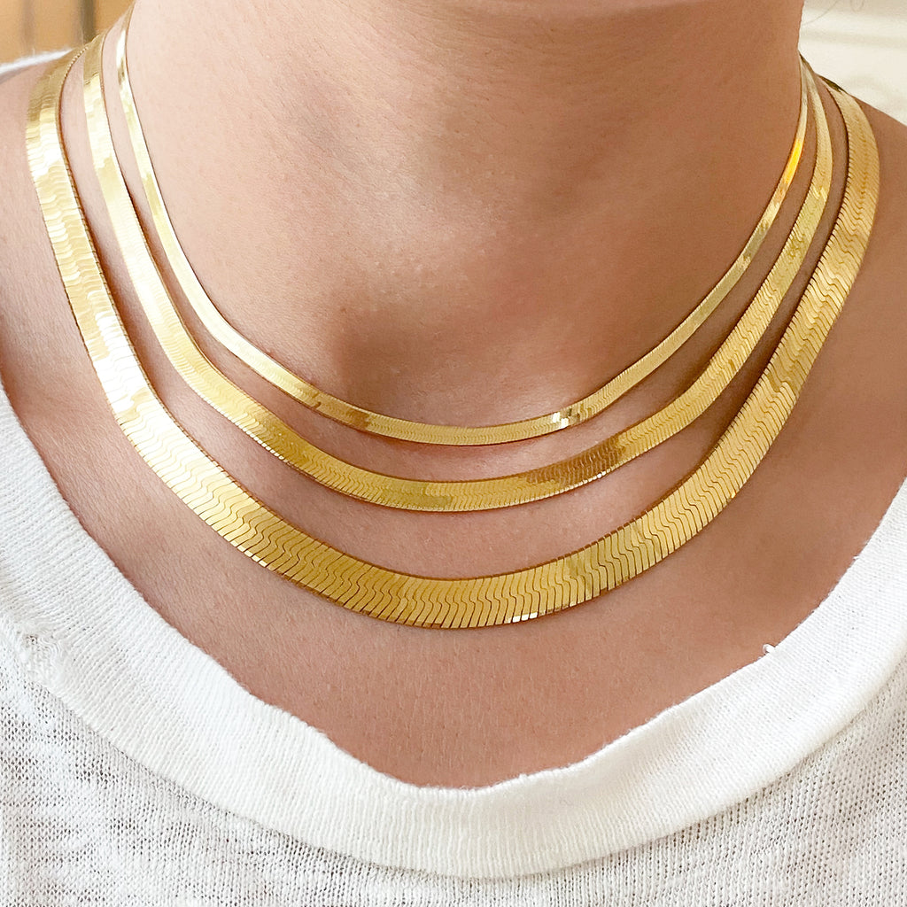 14K Gold Herringbone Chain