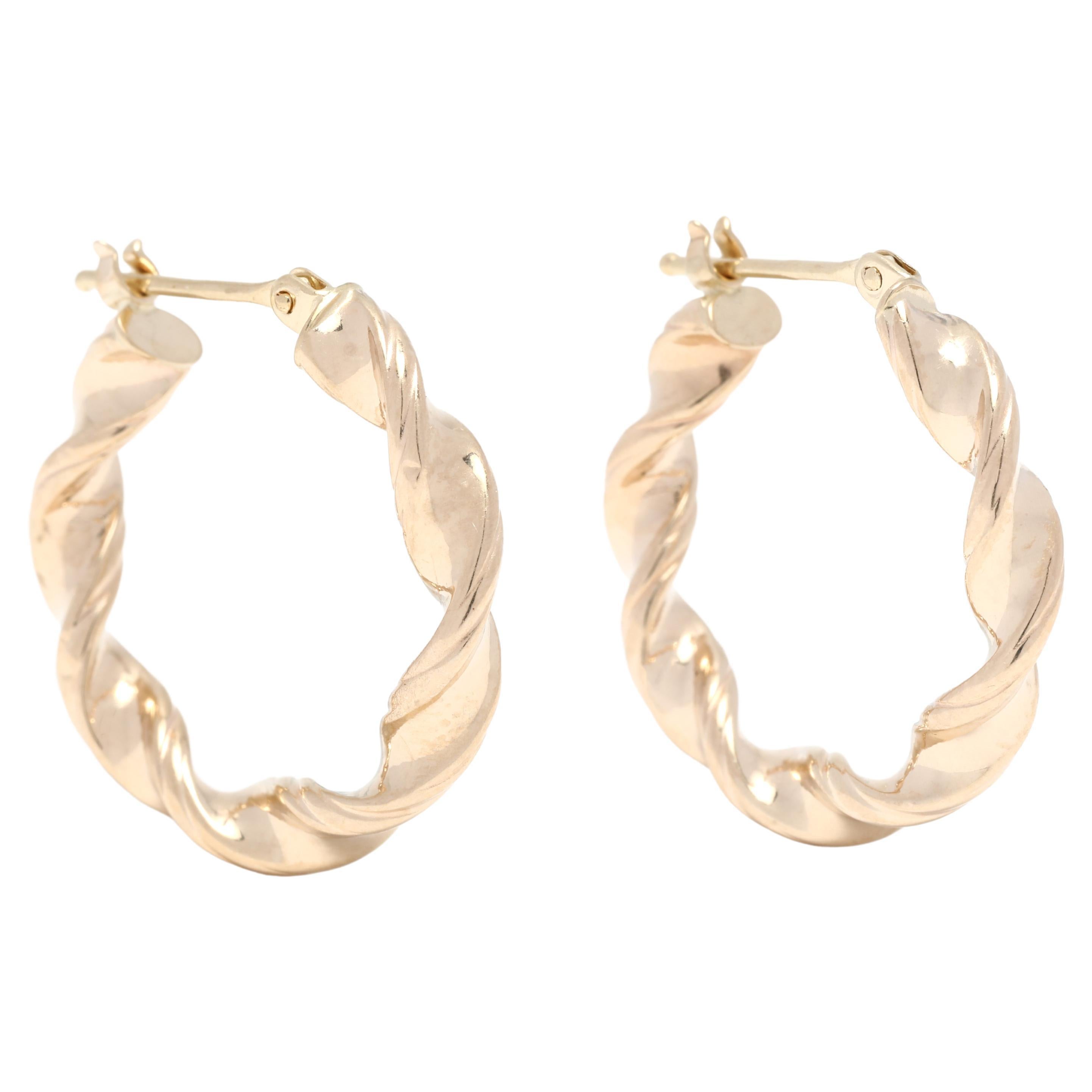 14K Gold Twisted Hoop Earrings