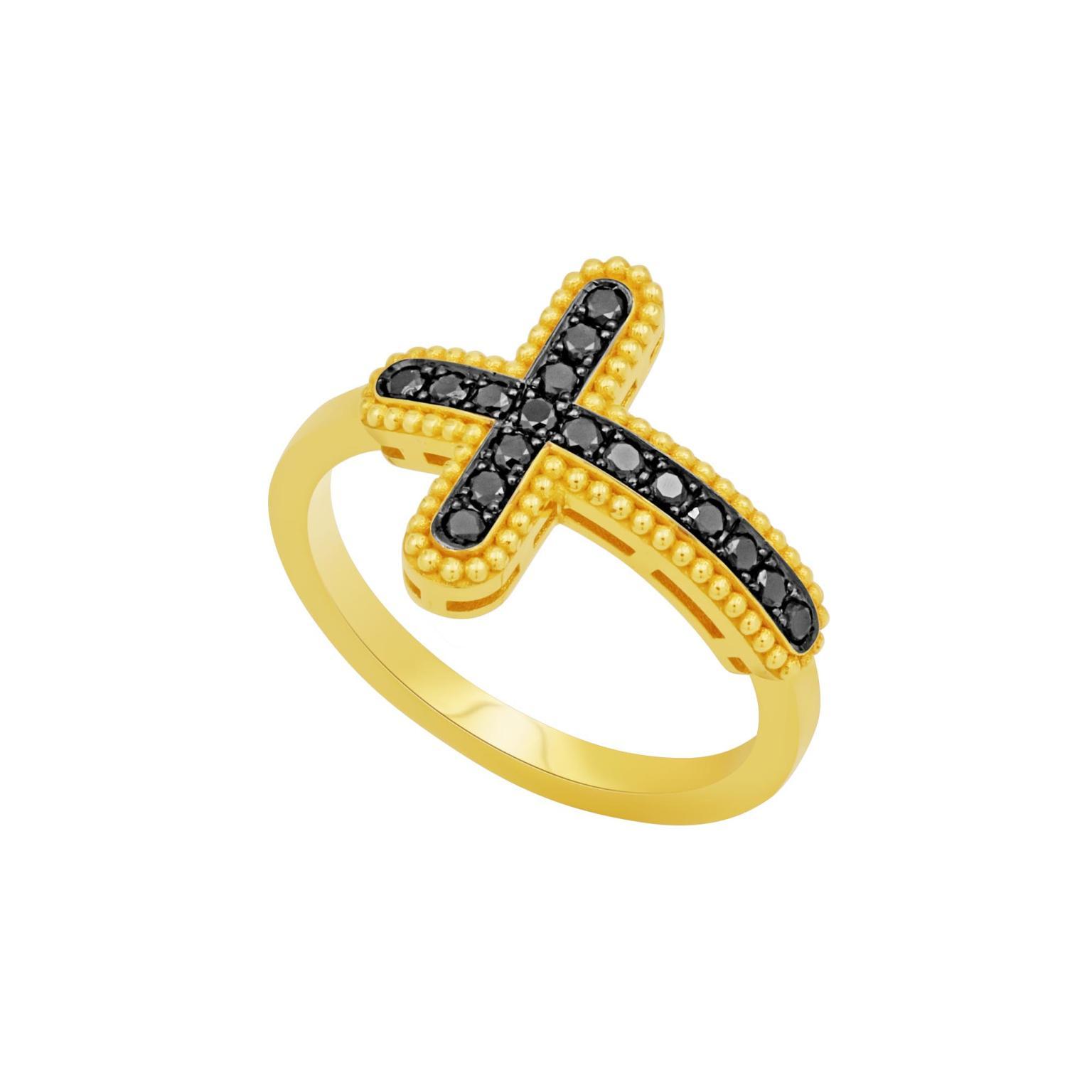 18K Gold-Plated Cross Ring
