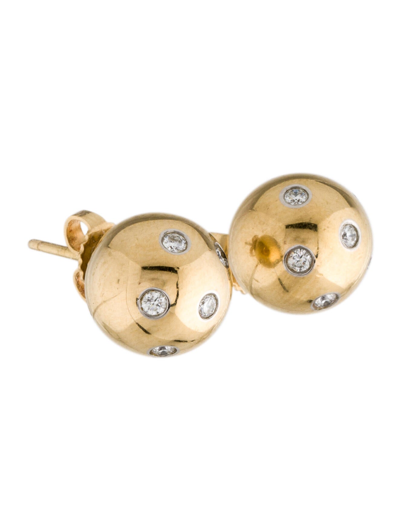 18K Gold-Plated Diamond-Cut Ball Studs