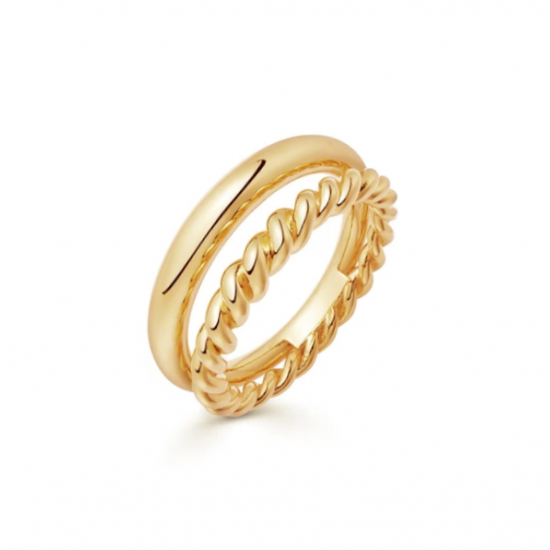 18K Gold-Plated Twisted Rope Ring