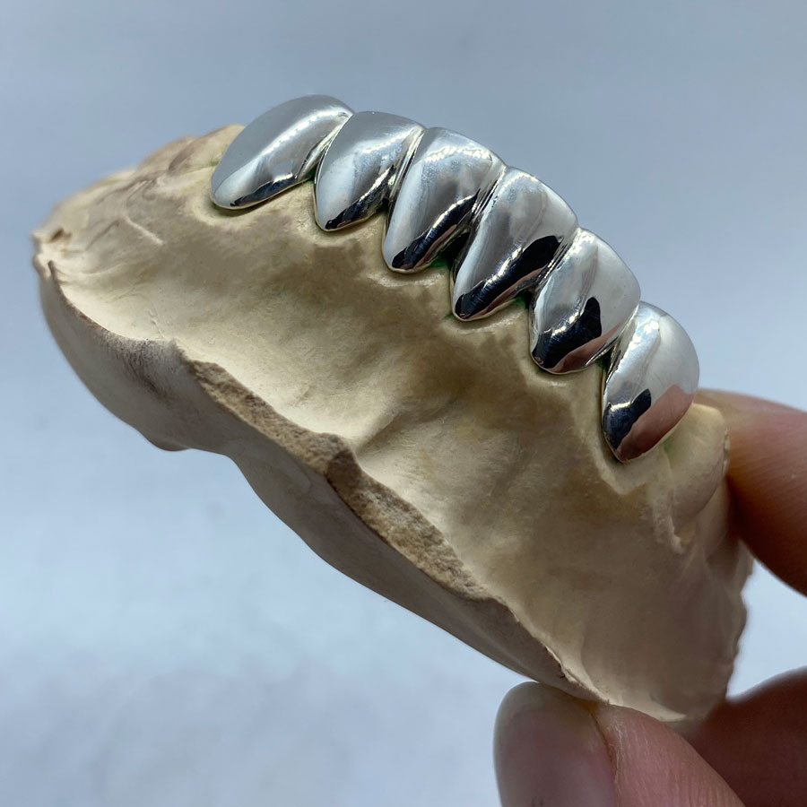 925 Silver Bottom 6 Grillz Set
