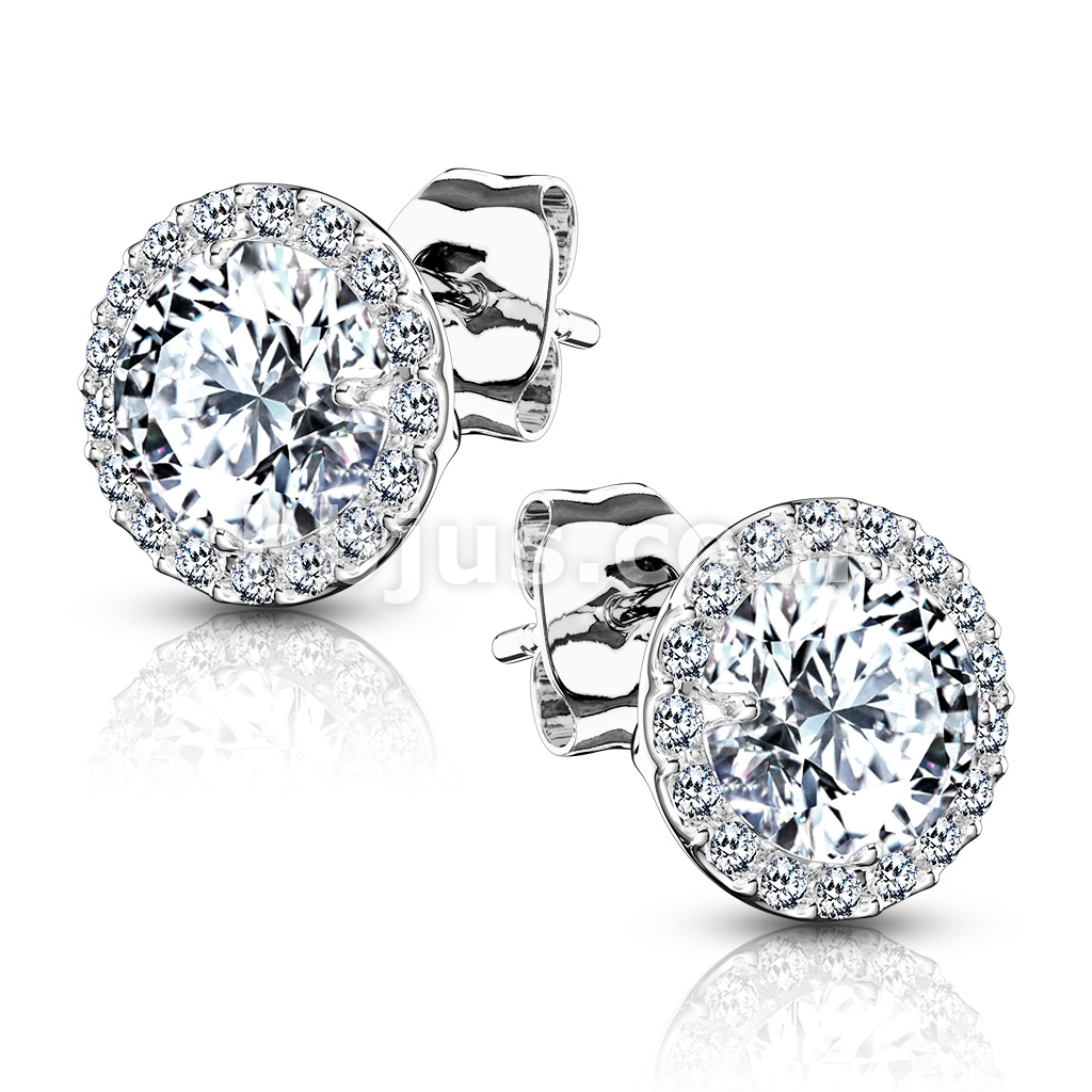 925 Silver CZ Stud Earrings