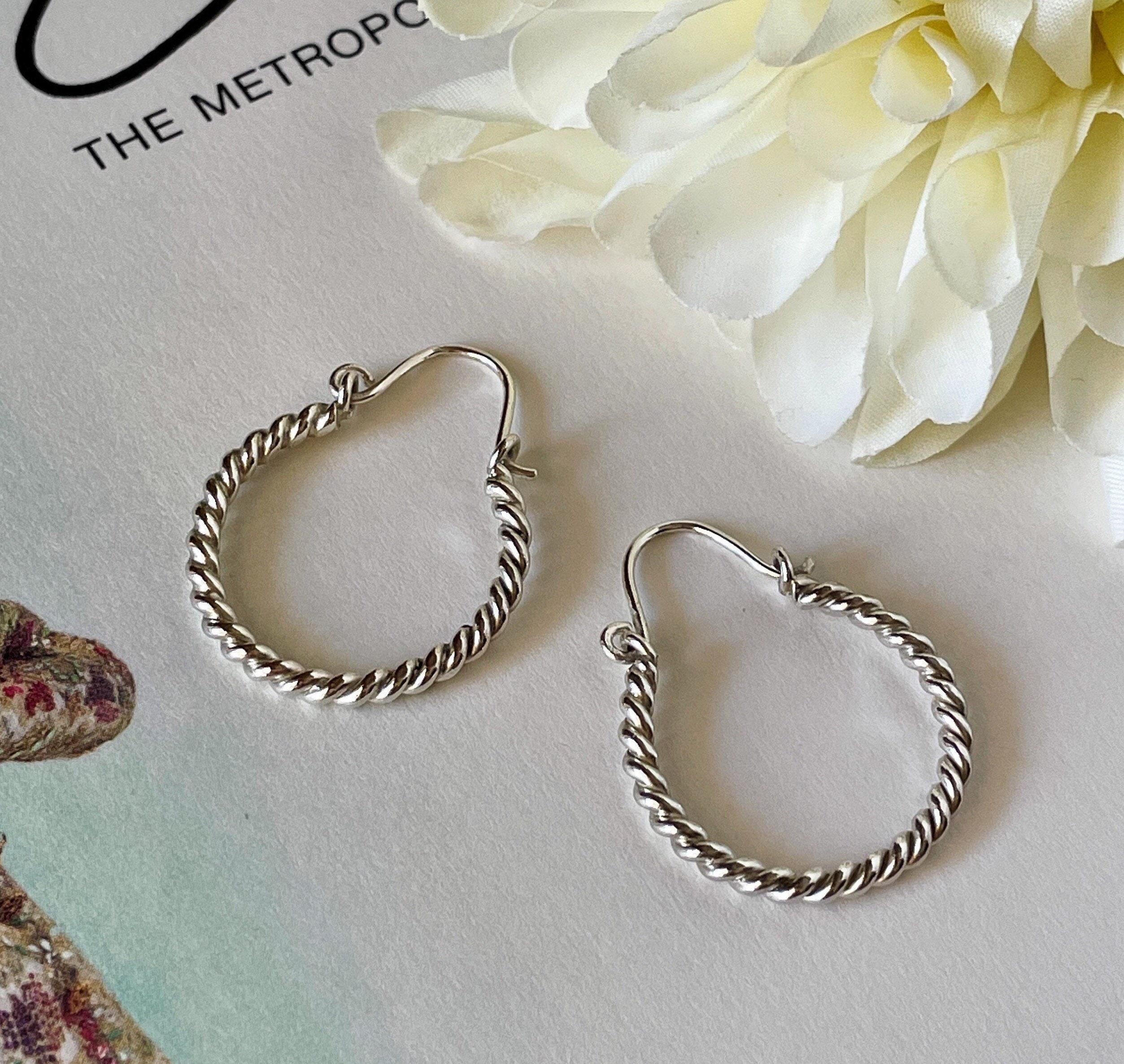 925 Silver Twisted Hoop Earrings