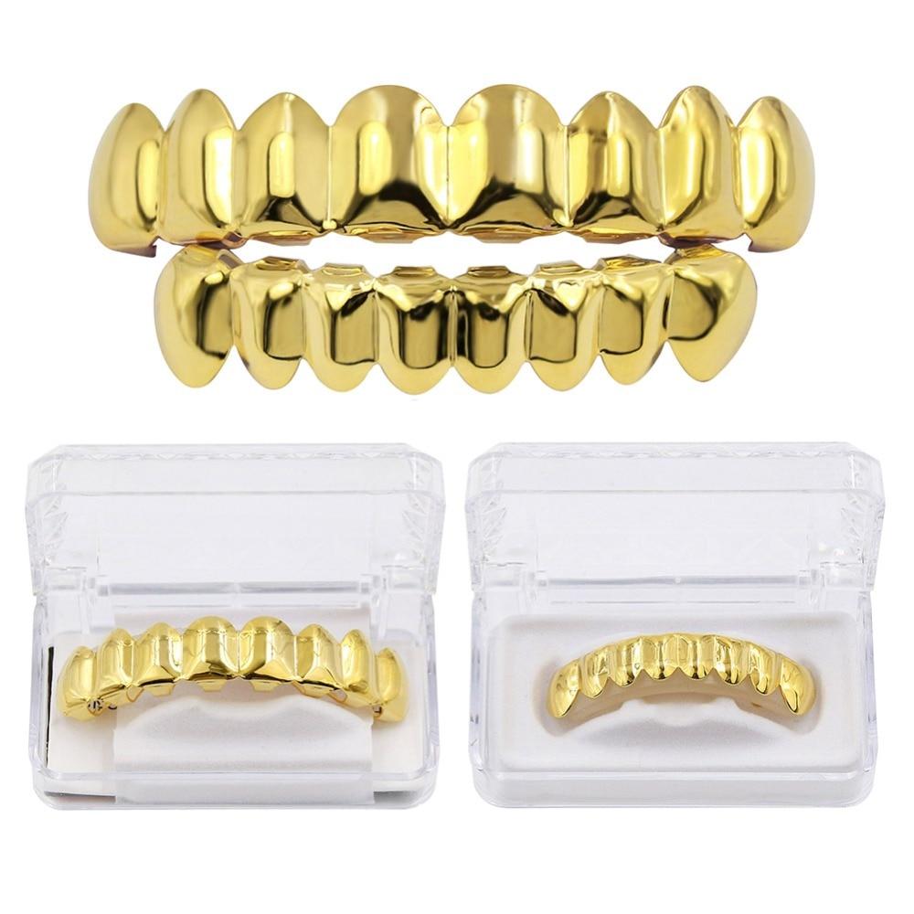 Gold-Plated Top & Bottom 8 Grillz Set