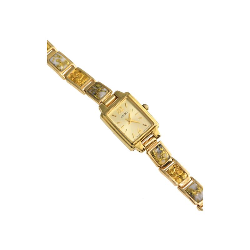 Gold-Tone Nugget-Link Bracelet Watch