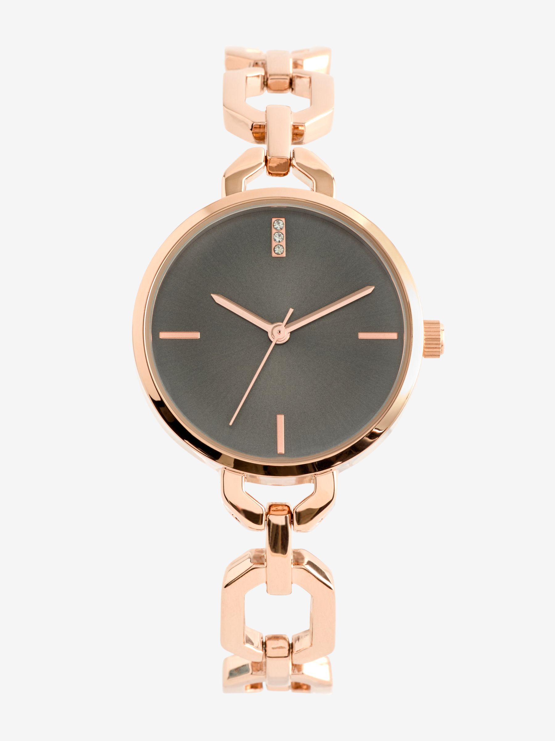 Rose Gold-Tone Nugget-Link Bracelet Watch