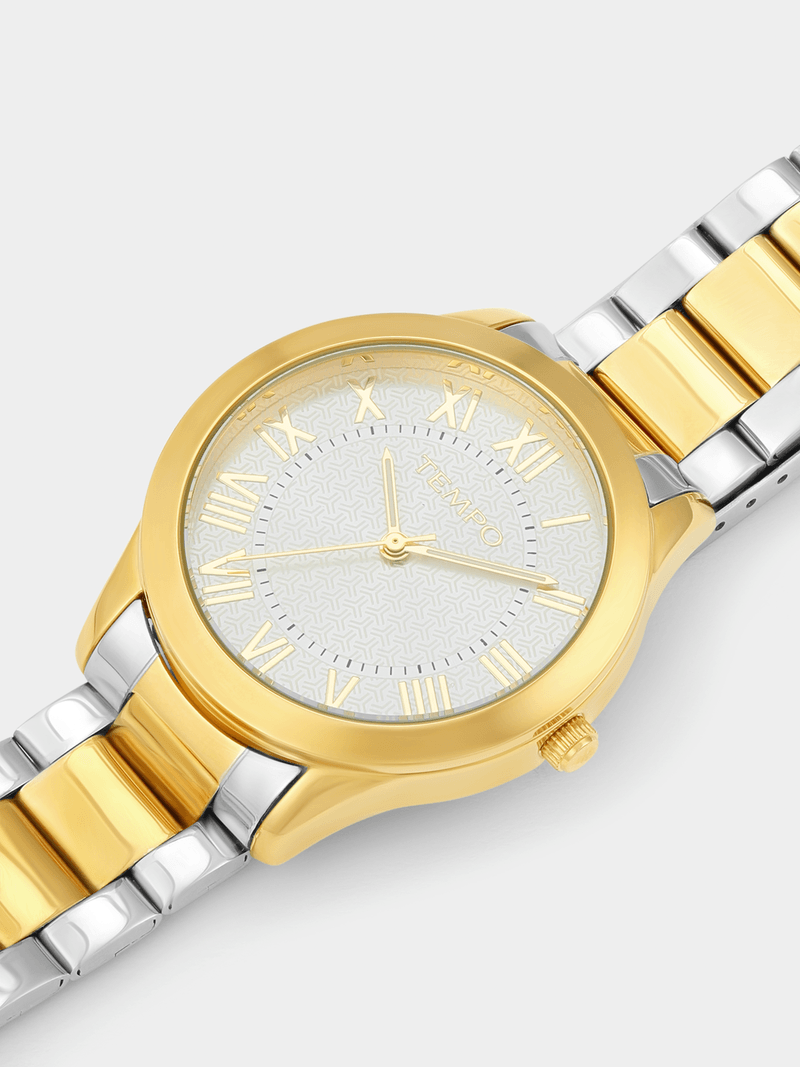 Silver-Tone Two-Tone Bracelet Watch