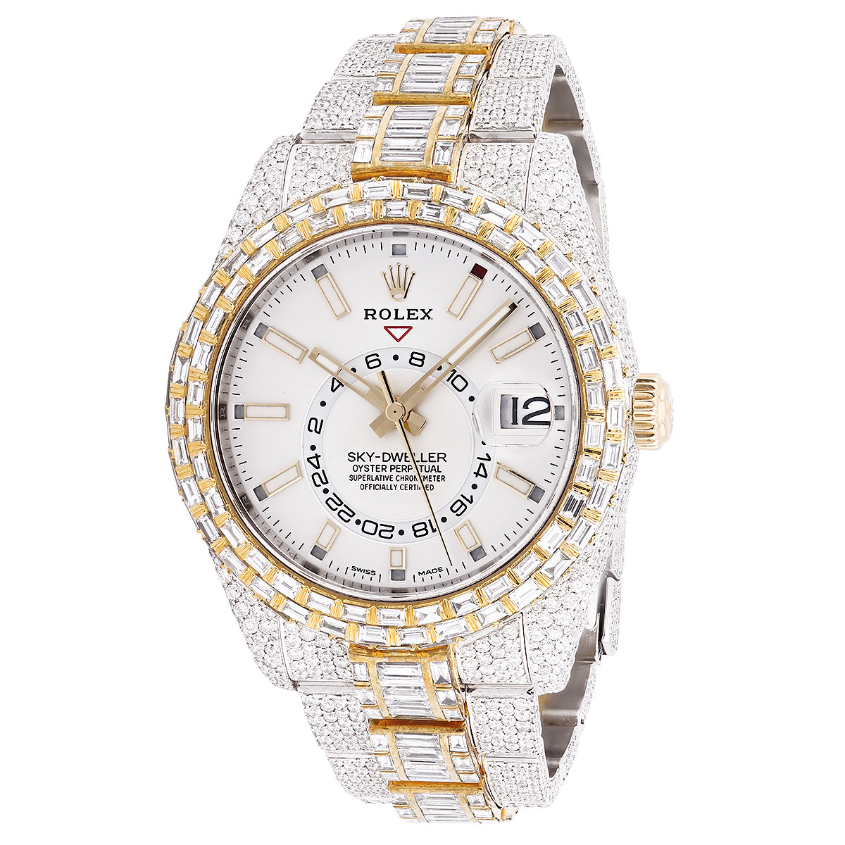 Two-Tone Iced-Out Bezel Watch