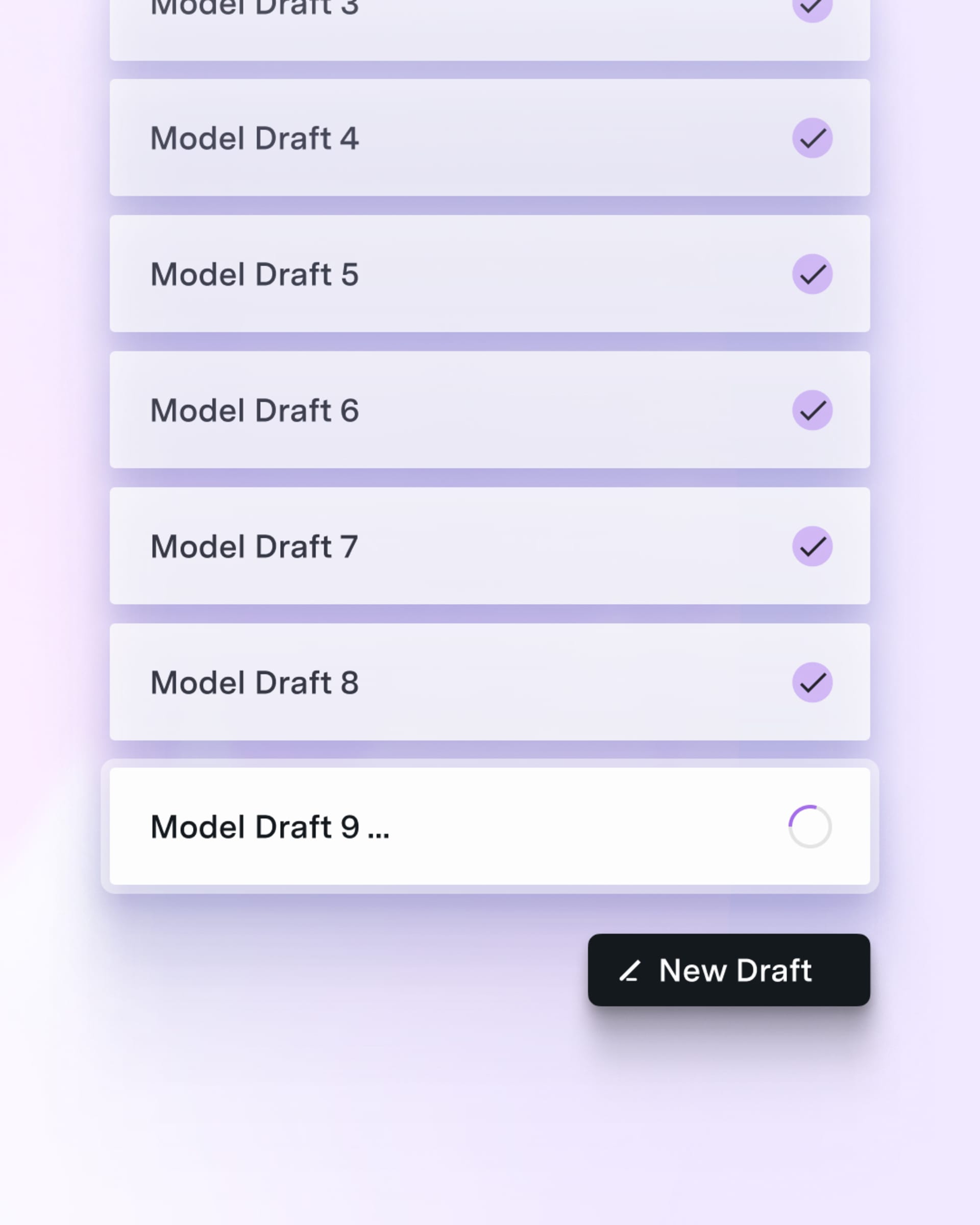 Model draft mode interface