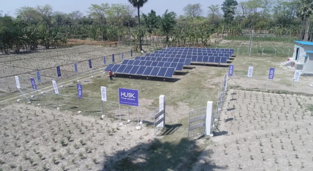 A Husk Power Systems solar hybrid mini-grid site