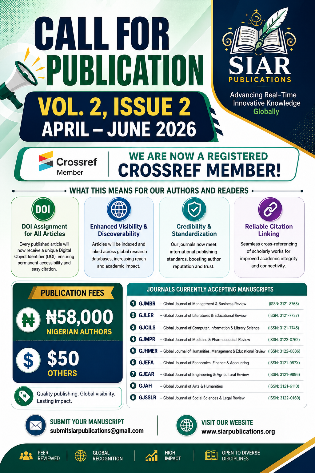 CALL FOR PAPERS SUBMISSION VOL. 2, ISSUE 2 (APRIL - JUNE 2026)