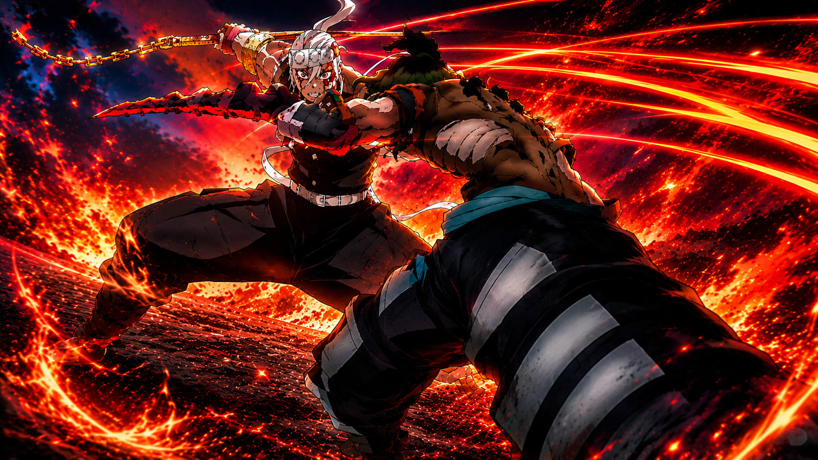 TENGEN VS GYUTARO 🔥 Epic Sound Hashira Fight Wallpaper HD High Quality Wallpaper