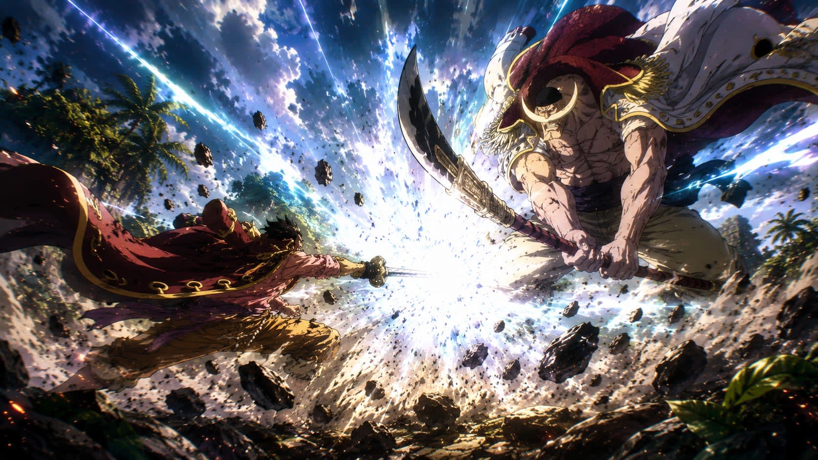 Gol'D Roger VS WhiteBeard One piece Wallpaper High Quality Wallpaper