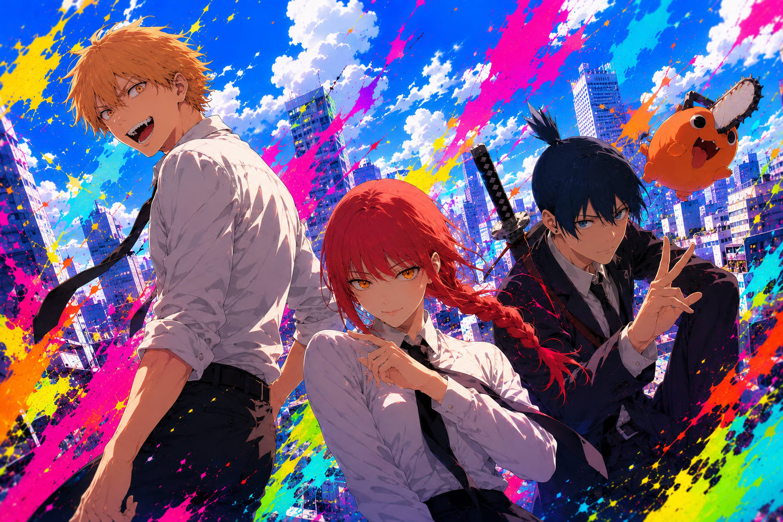 Denji, Makima & Aki Hayakawa 4K Wallpaper High Quality Wallpaper