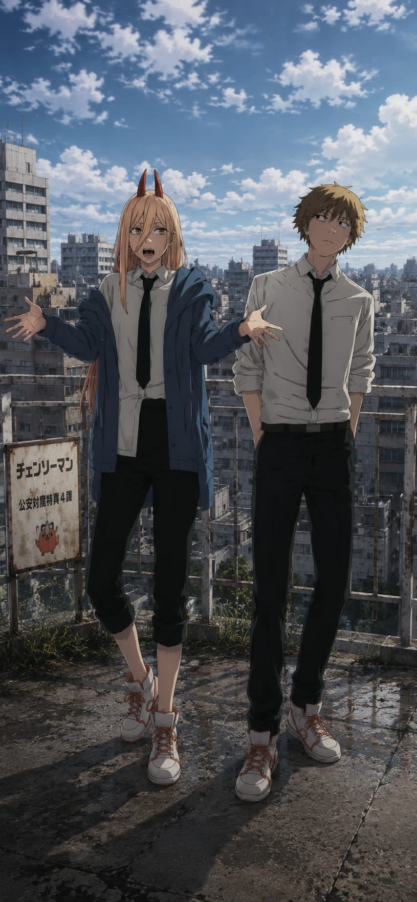 Denji & Power 4K Wallpaper | Chainsaw Man Mobile Background High Quality Wallpaper