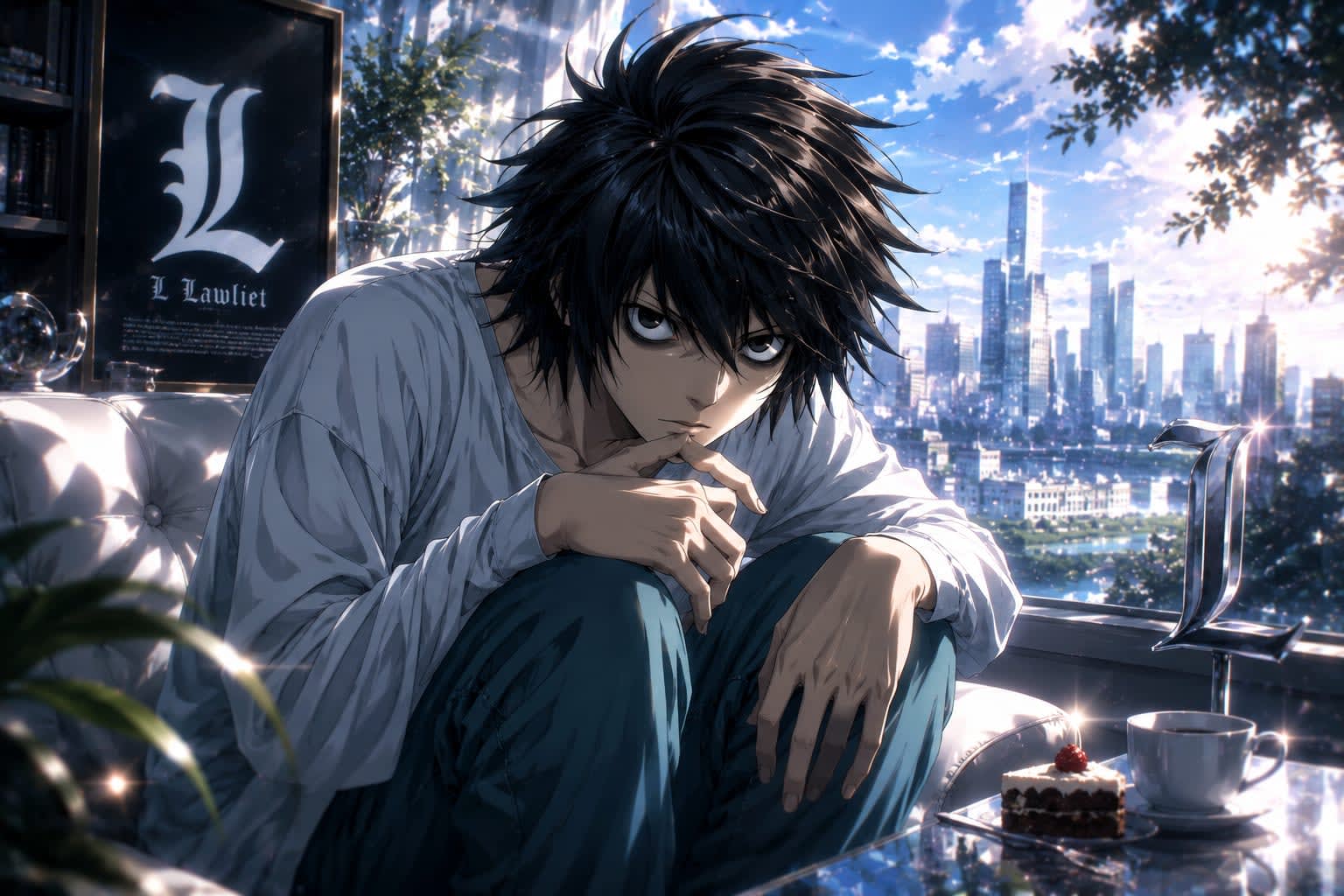 L Lawliet 4K Anime Wallpaper for iPhone & Android | Death Note HD AMOLED Background High Quality Wallpaper
