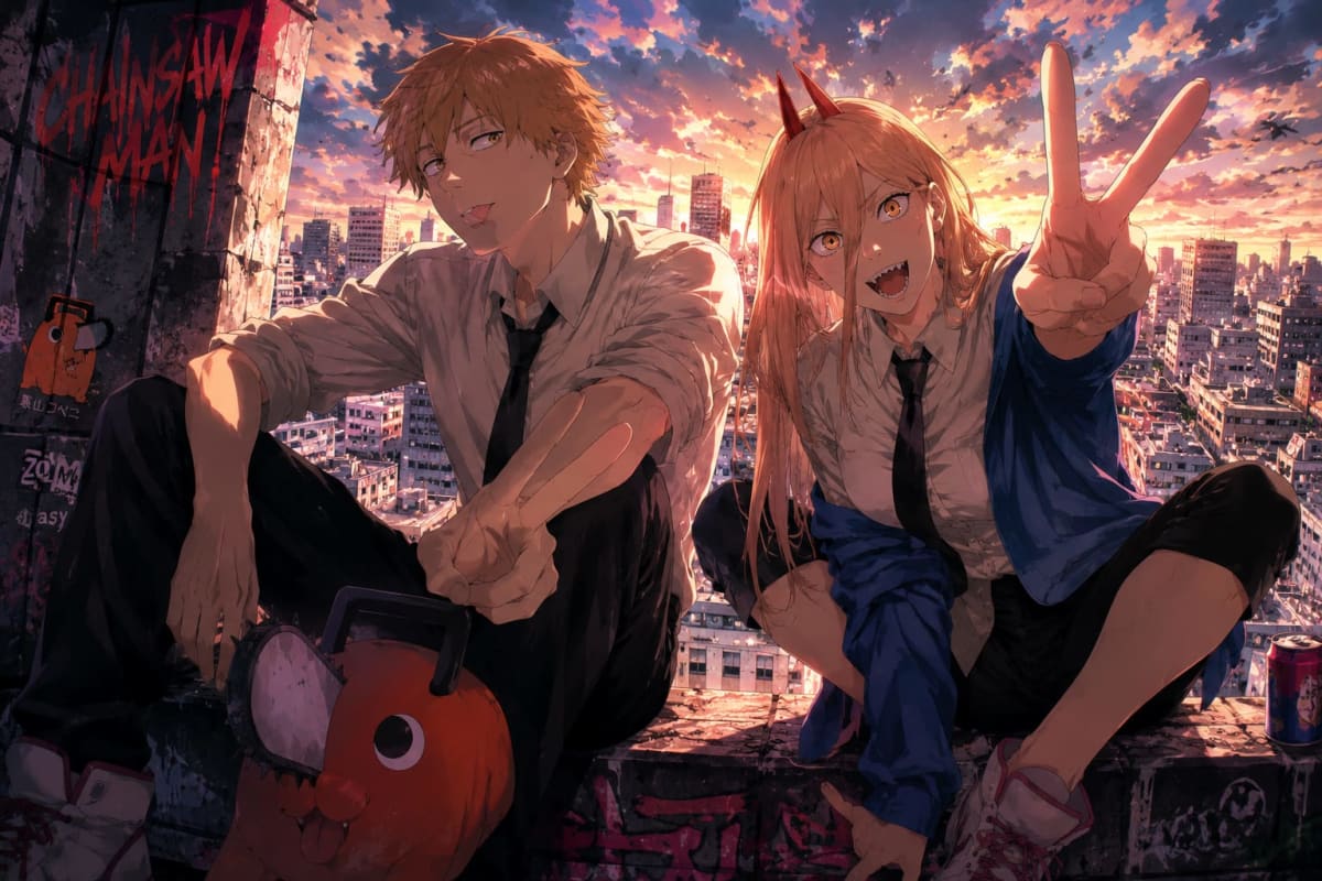 Denji & Power 4K Wallpaper | Chainsaw Man UHD High Quality Wallpaper