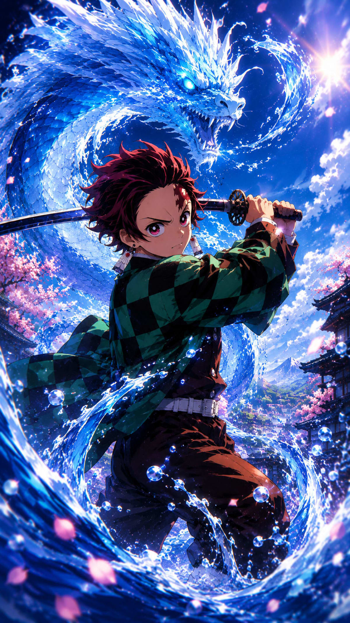 Tanjiro Kamado Water Breathing 4K Wallpaper | Demon Slayer HD AMOLED Background High Quality Wallpaper