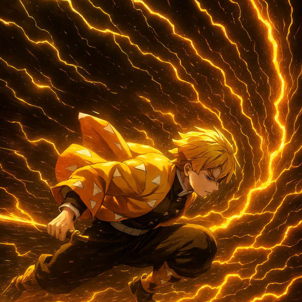 Zenitsu Thunder Breathing Mobile Wallpaper 4K | Demon Slayer Art High Quality Wallpaper