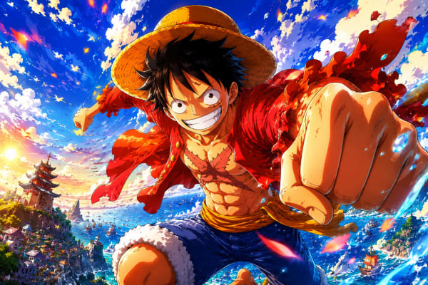Monkey D. Luffy 4K Ultra HD Wallpaper | One Piece Vibrant Anime Art High Quality Wallpaper