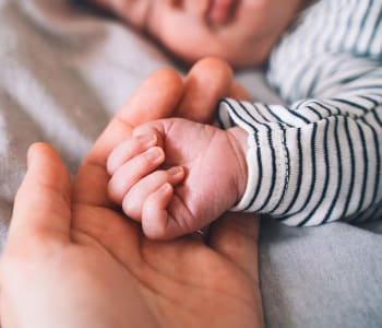 main de bébé nouveau-né dans une main d'adulte