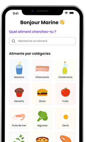 Aperçu de l'application alimentation grossesse