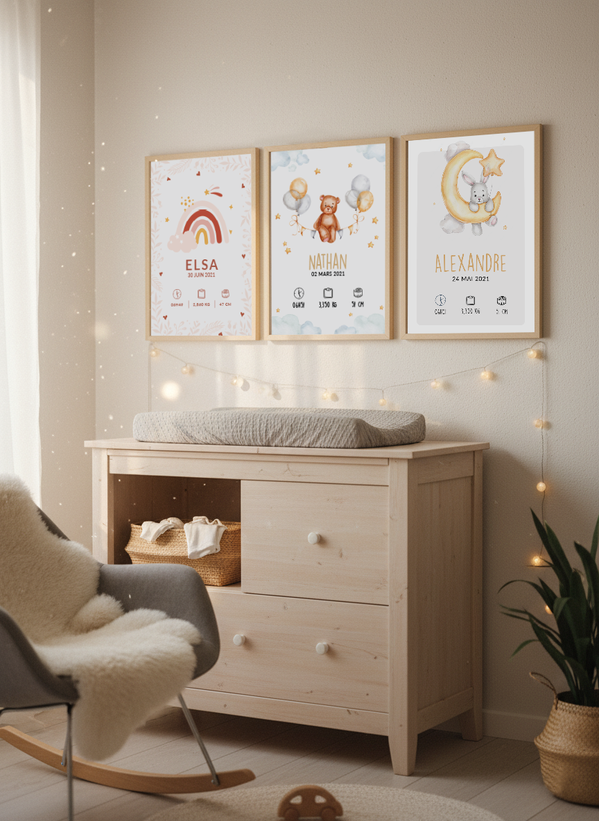 La Boîte Rose : affiche naissance personnalisée