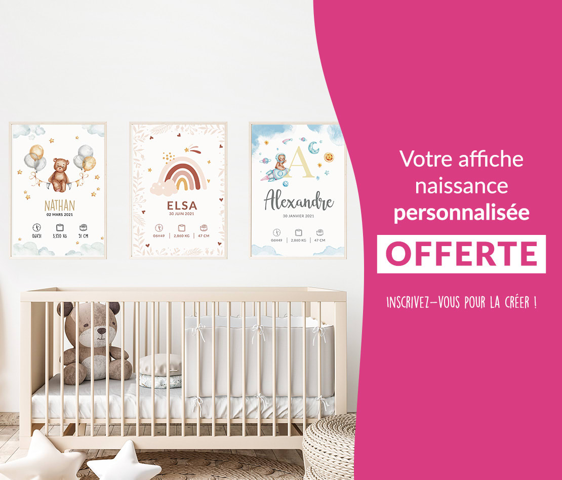 La Boîte Rose : affiche naissance personnalisée