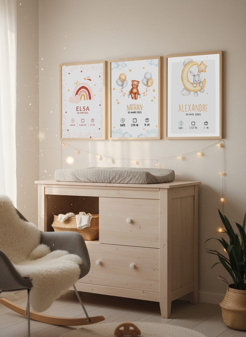 La Boîte Rose : affiche naissance personnalisée