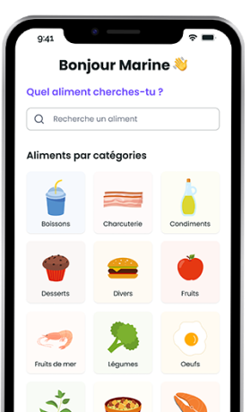 Aperçu de l'application alimentation grossesse