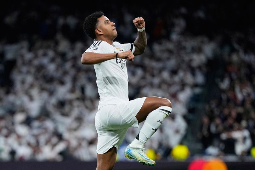 Selebrasi Rodrygo dalam laga Liga Champions antara Real Madrid vs Atletico Madrid, Rabu (5/3/2025). info main bola Disingkirkan Mbappe-Vinicius, Rodrygo Serius Ingin Tinggalkan Real Madrid?!