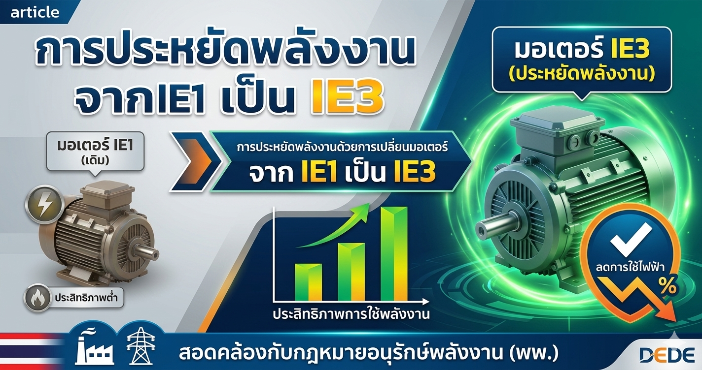 แนวทางเพิ่มประสิทธิภาพพลังงาน: เปลี่ยนมอเตอร์ IE1 เป็น IE3 ตามกฎหมายอนุรักษ์พลังงาน
